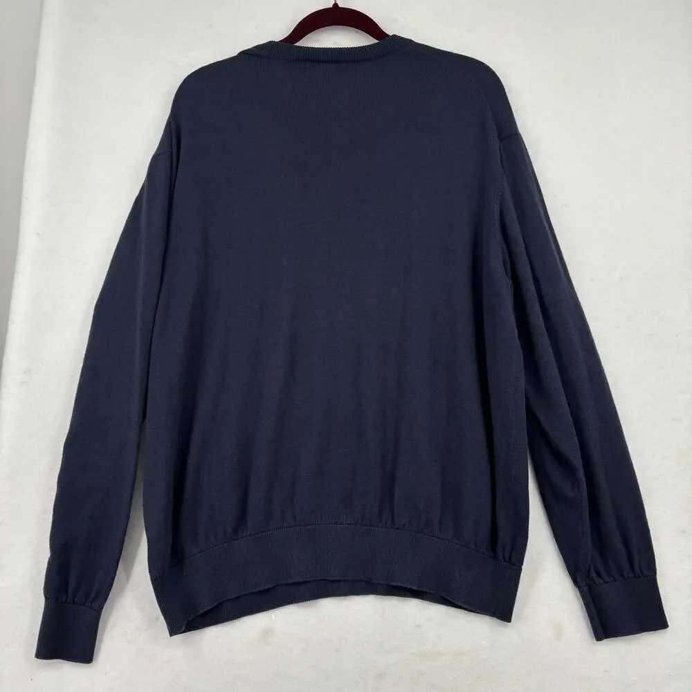 Orvis Crew Neck Sweater Mens Size XL‎ Navy Blue Silk Cashmere Cotton Pullover